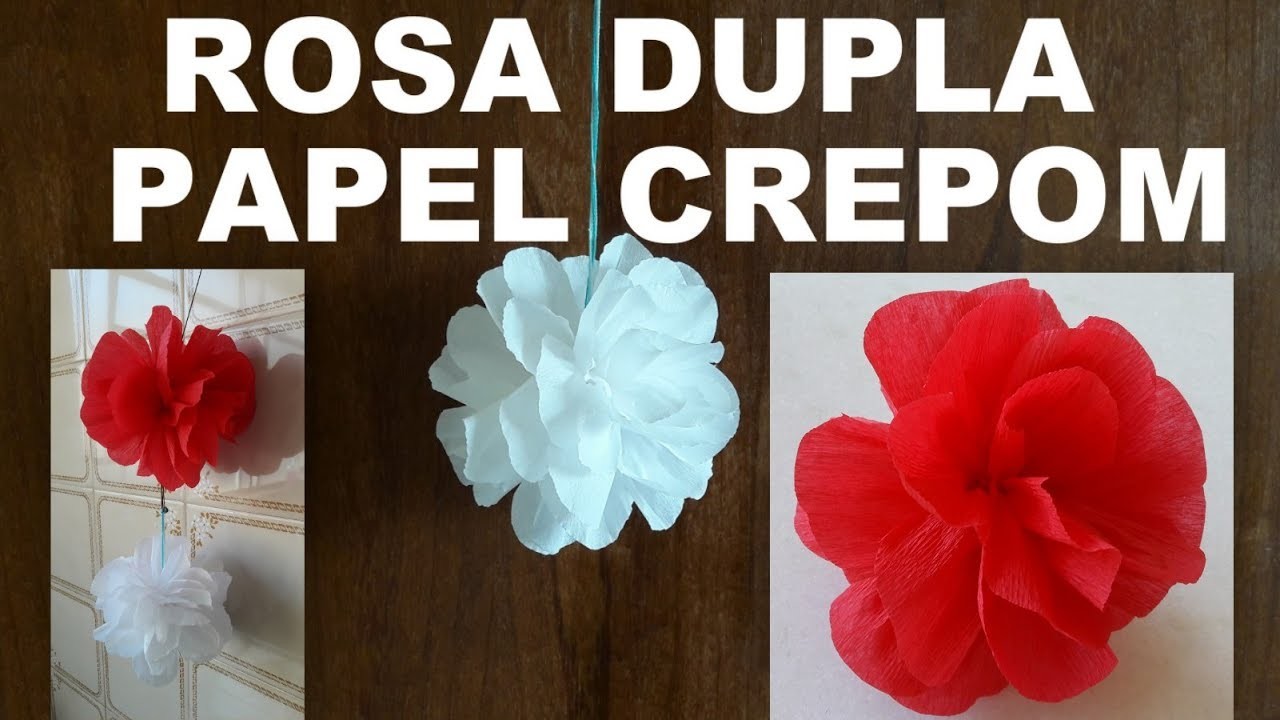 ROSA DUPLA DE PAPEL CREPOM - FLOR DE PAPEL CREPOM
(DIY How to make Crepe Paper Rose Flower)