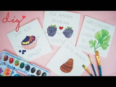 DIY DIA DOS NAMORADOS: Cartões Kawaii Criativos em aquarela! Por Isabelle Verona