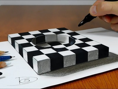 Try to do 3D Trick Art on Paper, Chess hole