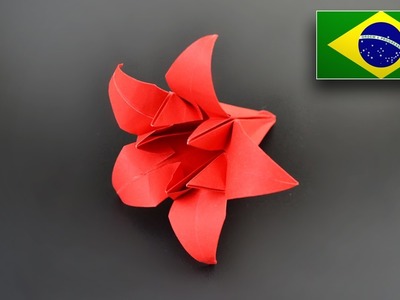 Origami: Flor de Íris Pentagonal. Lírio - Instruções em Português BR