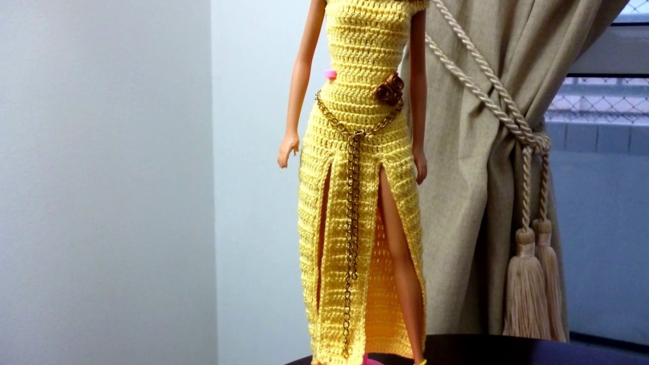 Vestido Longo de Crochê Para Barbie Por Pecunia Milliom