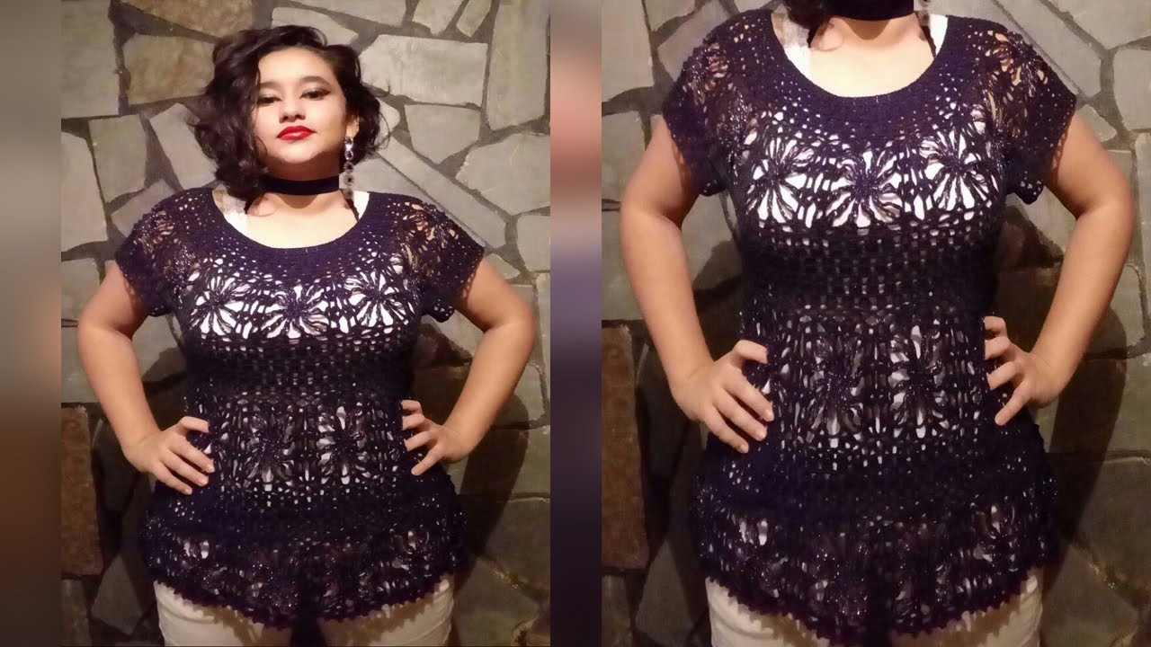 Bata de crochê preta