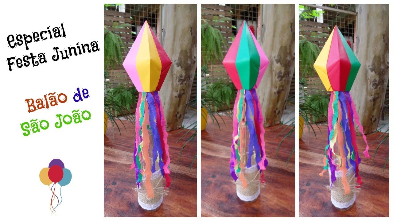 Isa Klein Tutorial 72: centro de mesa para festa junina - balão de São João de 4 cores!