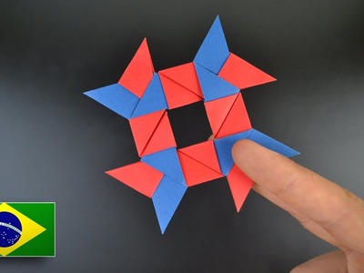 Origami: Shuriken de 8 pontas. Estrela Ninja - Instruções em Português BR