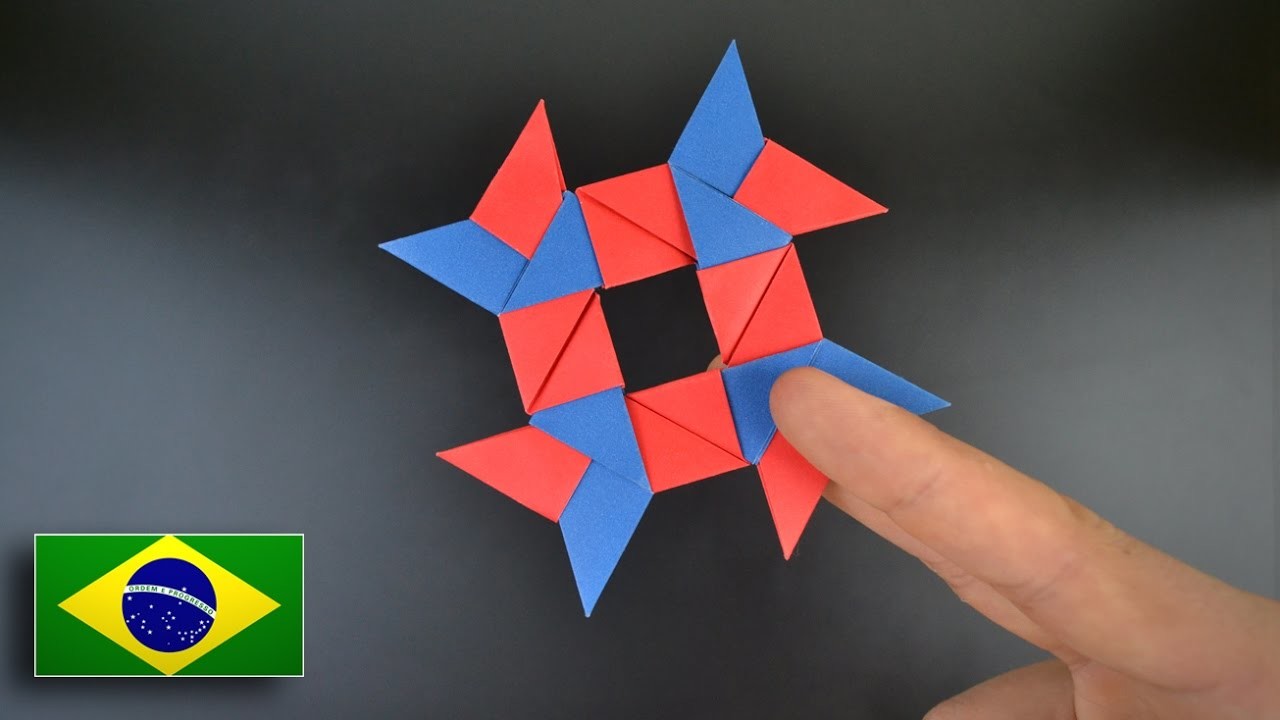 Origami: Shuriken de 8 pontas. Estrela Ninja - Instruções em Português BR