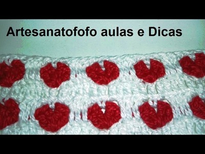 Ponto coração em crochê #CANHOTO - PONTO DE CROCHÊ  7 #pontodecrochecoração