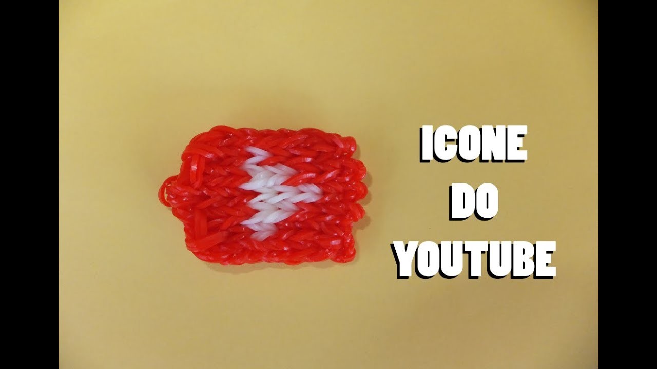 Simbolo do Youtube de elásticos coloridos loom bands