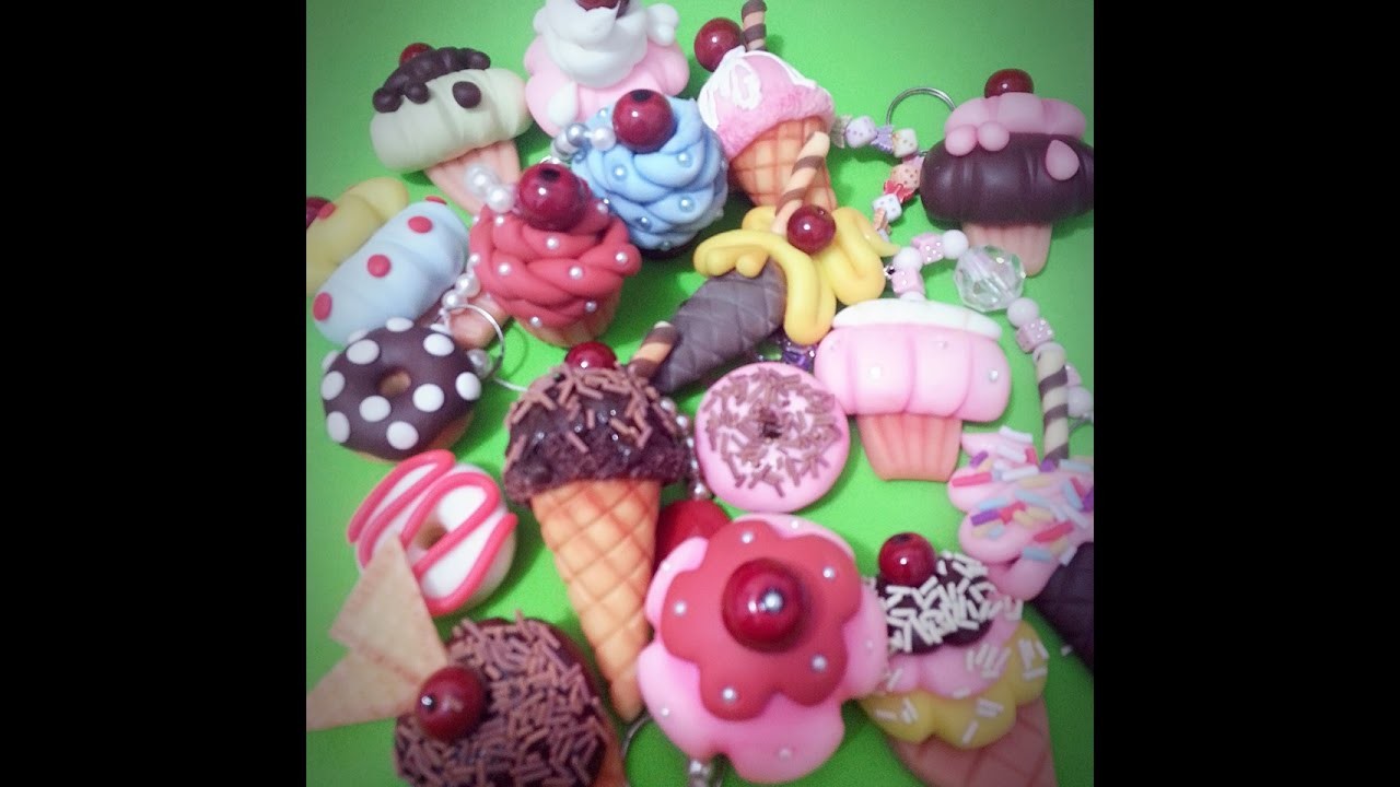 Sorvetes, donuts e cupcakes _ chaveiros, Imãs e apliques