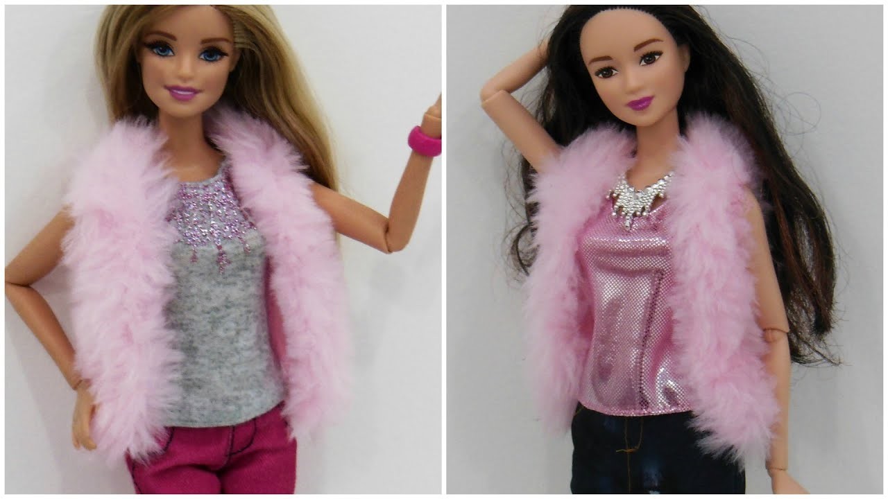 Colete de Pelúcia para Barbie DIY