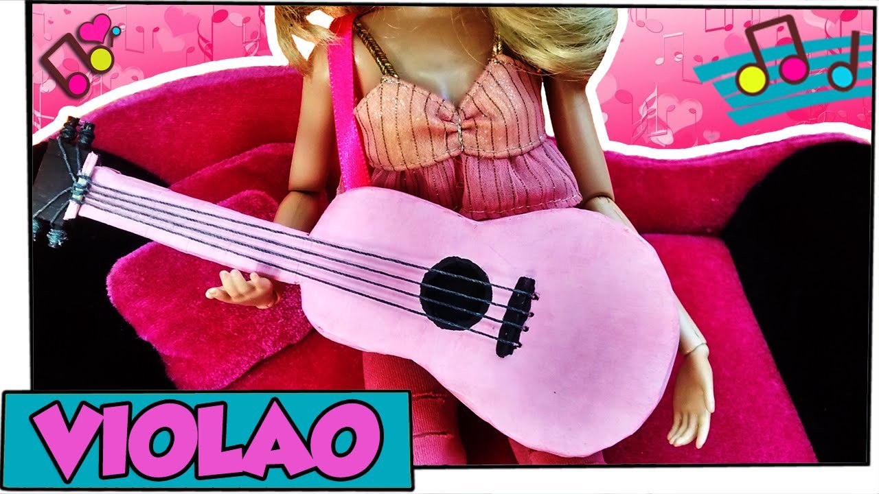 Como fazer: Violão realista para bonecas Barbie, Monster High, Ever A. H. entre outras! ????