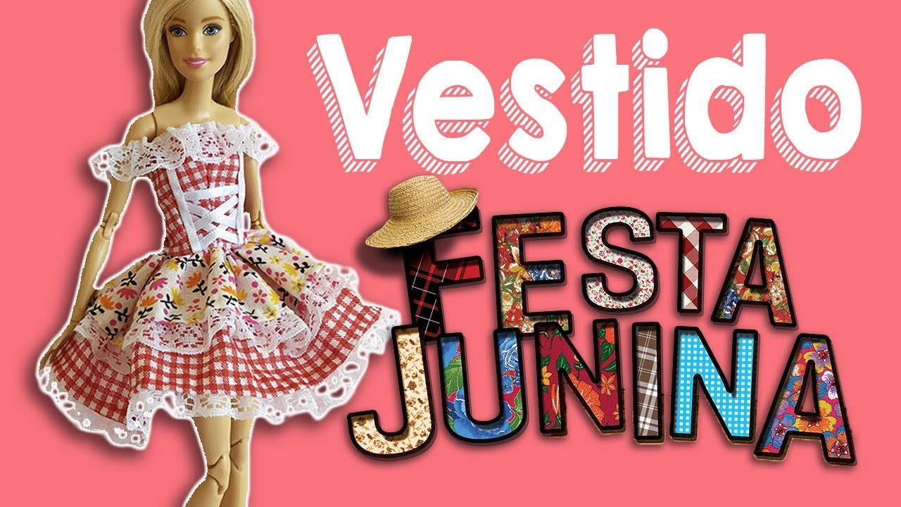 Vestido Festa Junina | Como Fazer Vestido de Boneca Barbie Cherry Miniaturas