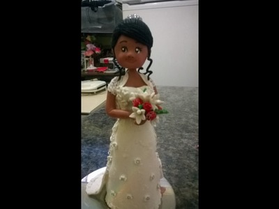 Vestido de noiva de biscuit com Bordado e Renda