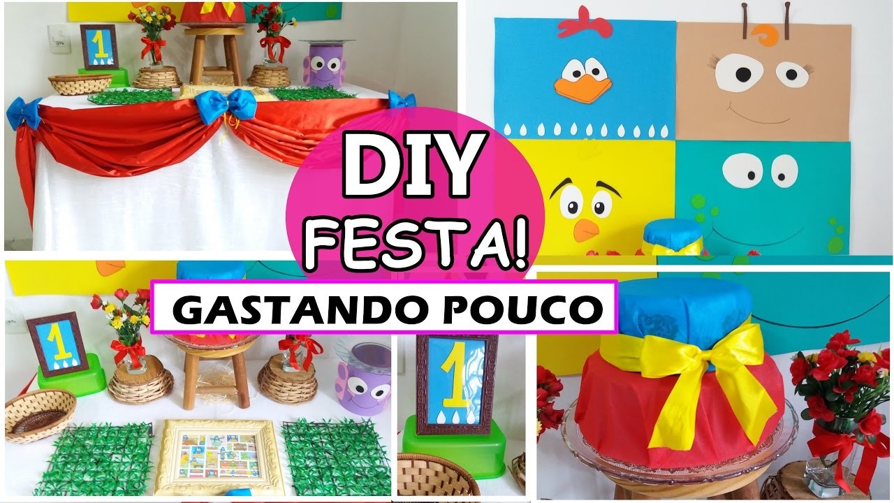 DIY Decoração de Festa de Aniversário - GALINHA PINTADINHA - Gastando Pouco