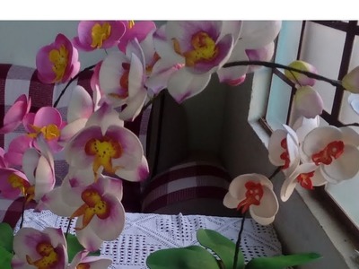 - DIY Orquídea de E.V.A sem frisador. moldada com um coco ou semente de abacate.