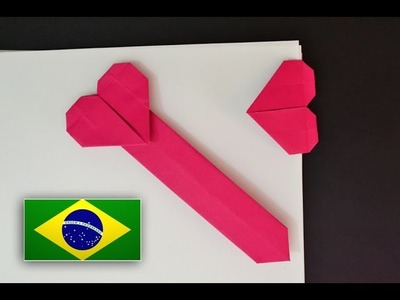 Origami: Marca página de coração ( Jo Nakashima ) - Instruções em português PT BR