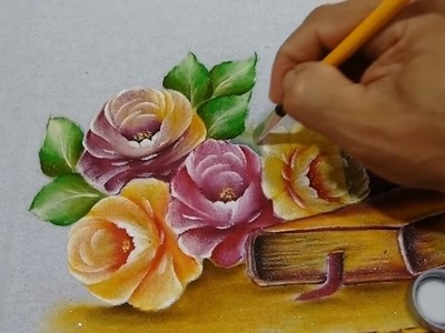 Roberto Ferreira   Pintura Rosas sem desenhar ( 2 Parte) " Passo a Passo.