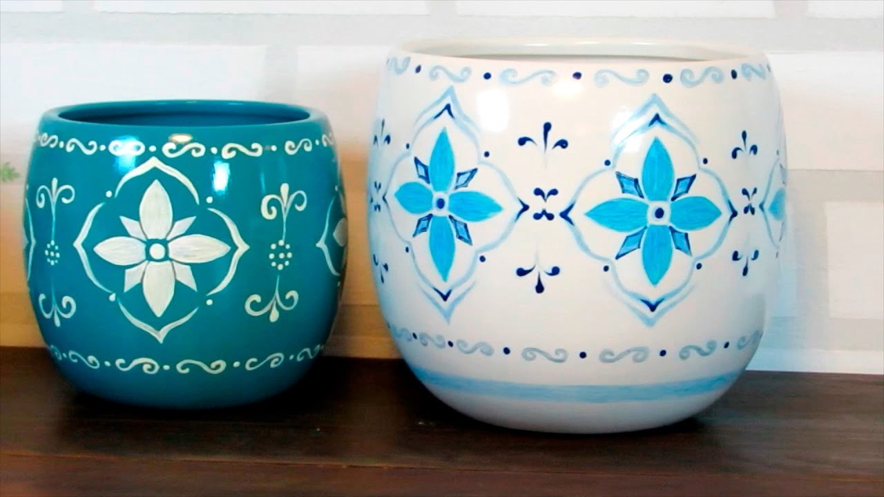 Vasos pintados à mão com desenho de ladrilho português!