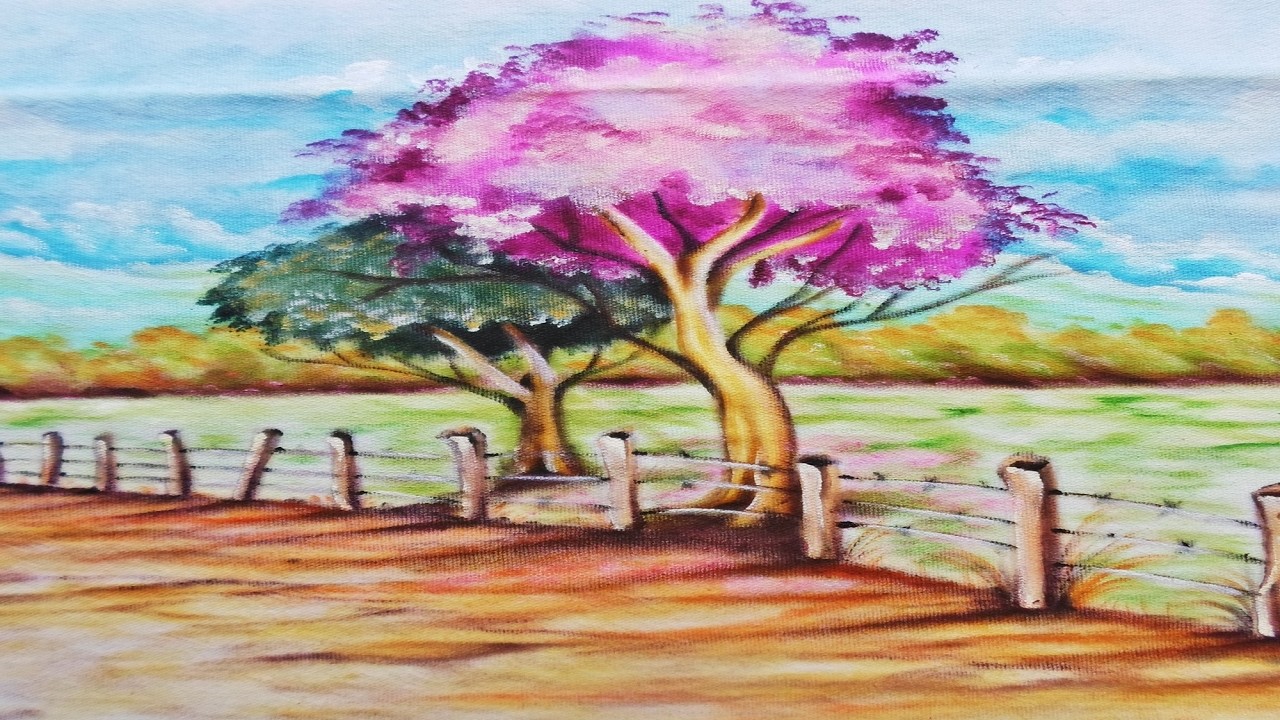 Como Pintar Paisagem  no Tecido