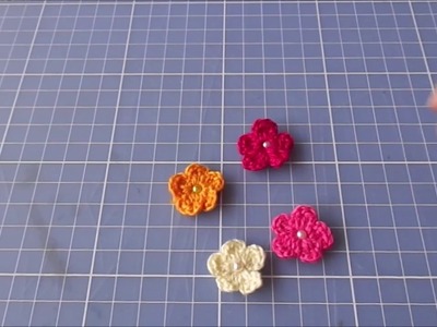 Mini Flor em crochê para aplicação passo a passo