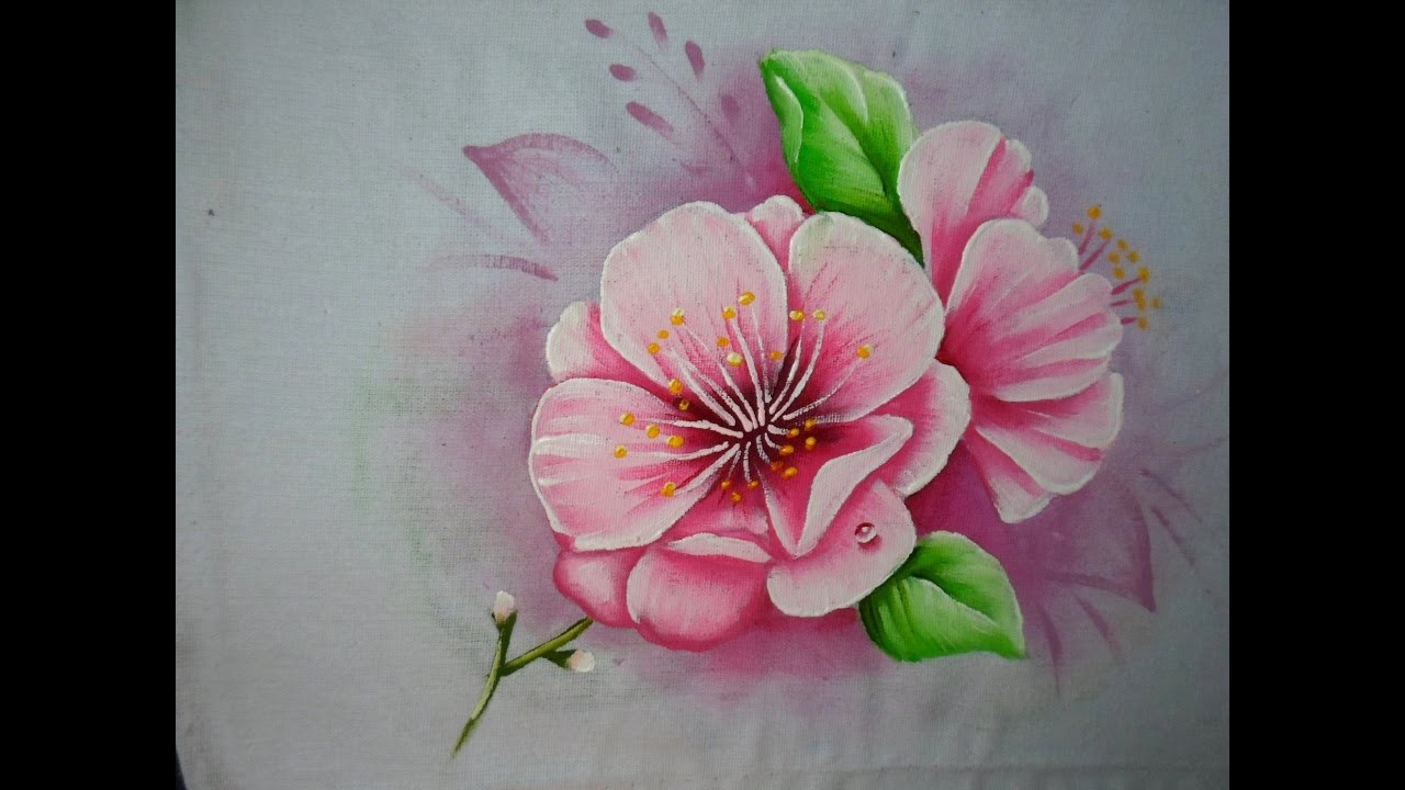 Pintura em tecido | Como pintar flor de cerejeira | passo a passo