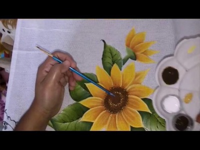 Pintura em tecido girassol