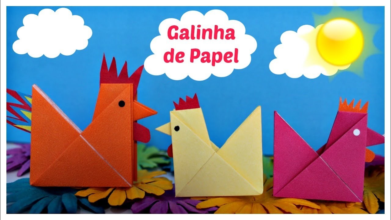 Como fazer galinha de papel - origami, dobradura de papel fácil e divertido - Brincar Kids Toys