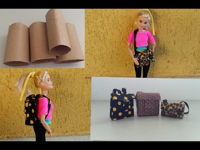 Como fazer uma miniatura de Mochila para Barbie,  Ever After High
e  outras  bonecas.Doll bag