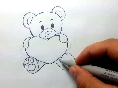 Desenho livre ursinho love. Drawing little bear