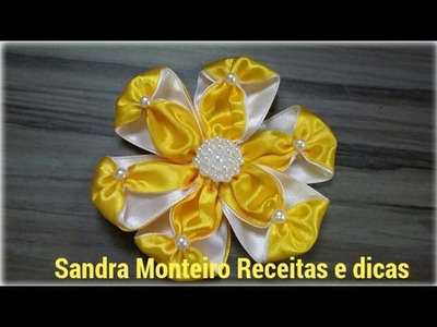 DIY: Flor Elegante de cetim, Sandra Monteiro Artesanatos