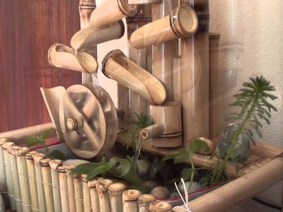 Fonte de bambu, decorativa, com roda, decorative bamboo fountain