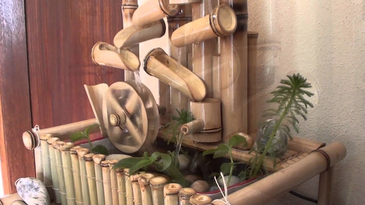 Fonte de bambu, decorativa, com roda, decorative bamboo fountain
