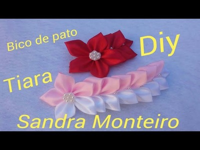 Ramo bicolor para tiara, feita com fita de cetim, passo a passo 2017, DIY, Sandra Monteiro