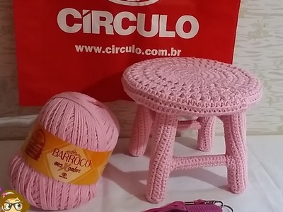 ????# Banqueta forrada com croche - Pink Artes Croche by Rosana Recchia