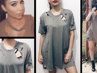 Fazendo Camiseta Rasgada.Destroyed Feminina - Inspiração Kim Kardashian, Kylie Jenner, Celebridades