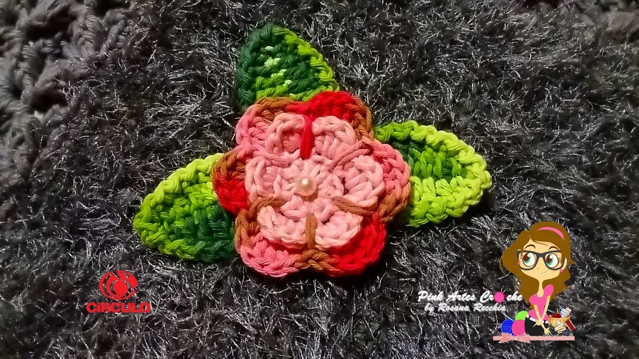 ????# Flor e folha para aplicação em tapetes - Pink Artes Croche by Rosana Recchia