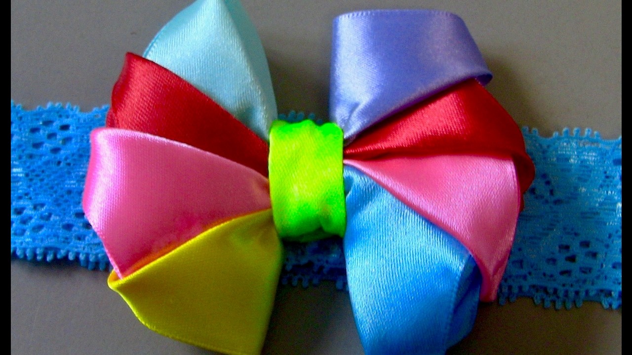 Laço colorido de fita de cetim - Colorful satin ribbon bow