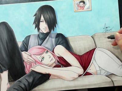 Speed Drawing - Sasuke and Sakura (Naruto) "Valentine's Week"