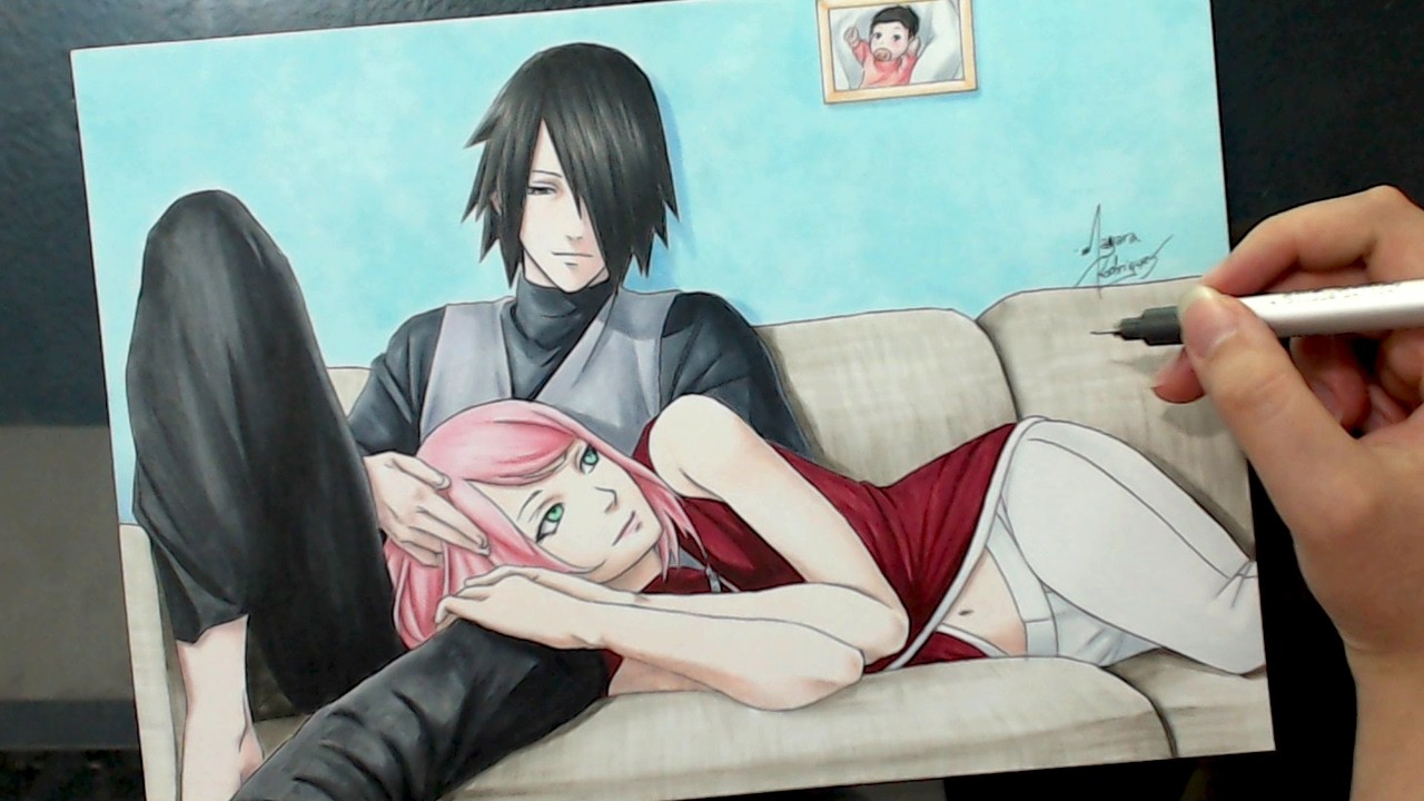 Speed Drawing - Sasuke and Sakura (Naruto) "Valentine's Week"