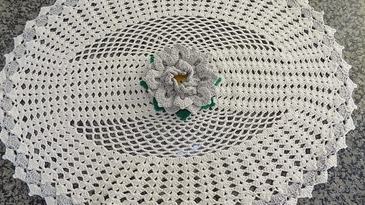 Cidinha Croche : Caminho De Mesa Em Croche Com Flor em Croche -Passo A Passo.-Parte 1.2