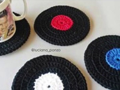 Criações em Crochê: Porta Copos DISCO | Luciana Ponzo