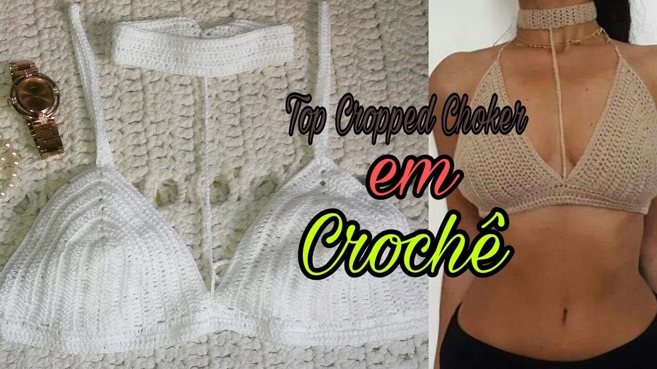 Cropped Choker em Crochê  (Noellya Ribeiro)