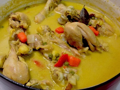 Pollo curry con leche de coco. Comida de la India.
