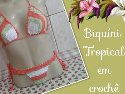 Versão destros:Biquíni tropical em crochê P (1° parte ) # Elisa Crochê