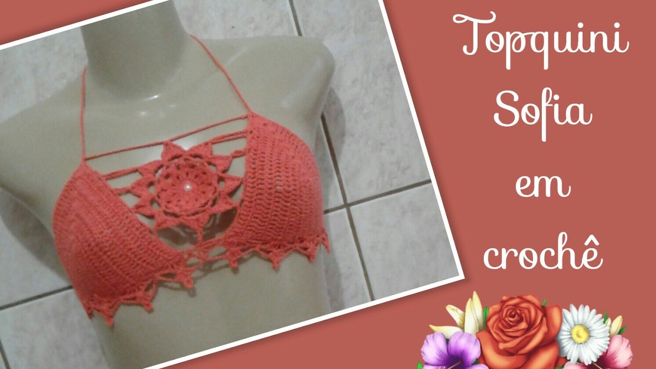 Versão destros: Topquini Sofia em crochê P,M,G e GG ( 2° parte final) # Elisa Crochê