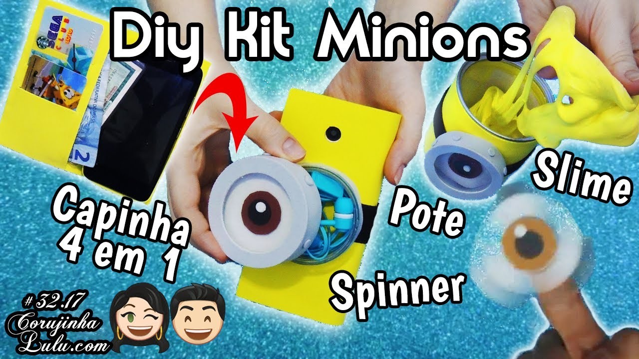 DIY Minions ???? Como Fazer Kit com Spinner + Capinha 4 em 1 + Pote com Slime tipo Amoeba