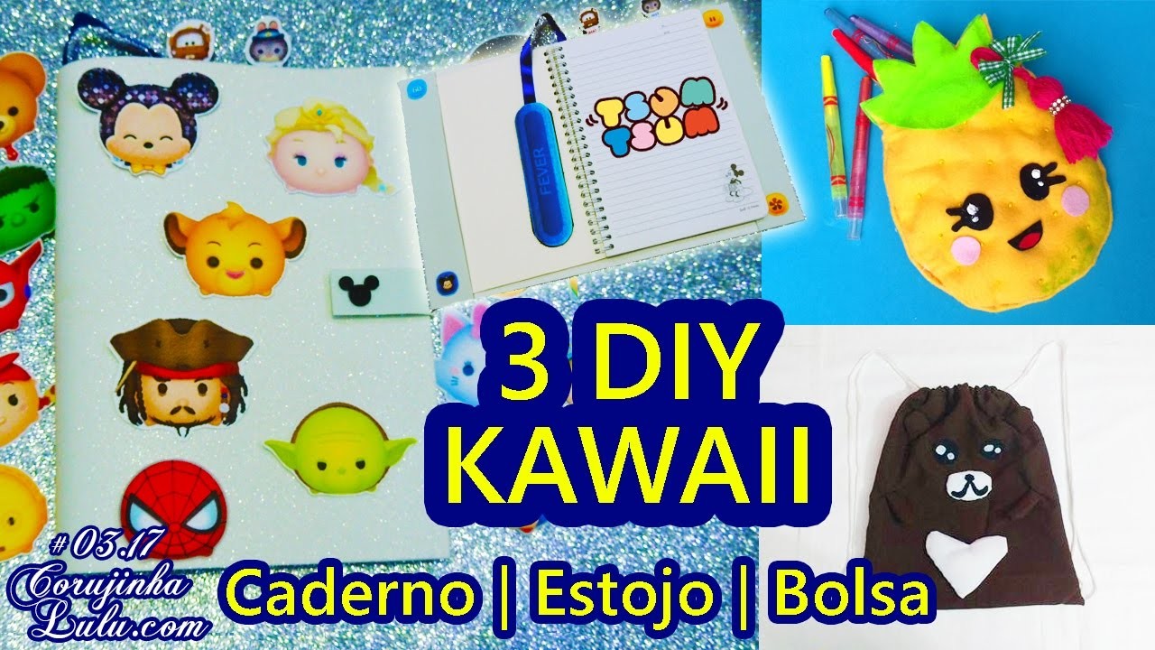 3 DIYS VOLTA ÀS AULAS KAWAII | Caderno Disney Tsum Tsum | ft. Decorando e Reciclando e Diy com Vivi
