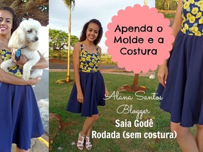 Costura e modelagem saia rodada godê Alana Santos Blogger