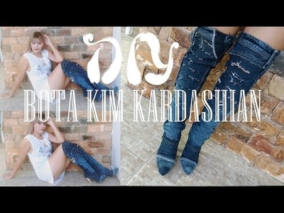 DIY - Como fazer Bota Jeans KIM KARDASHIAN
