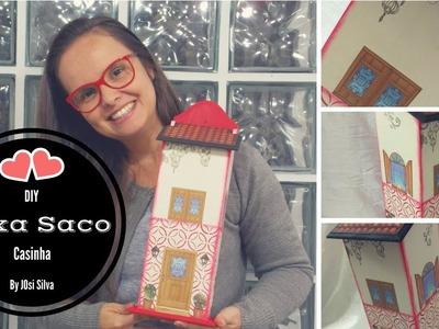 DIY Puxa saco casinha com decoupagem, stencil e carimbos By Josi Silva #innovacarimbos