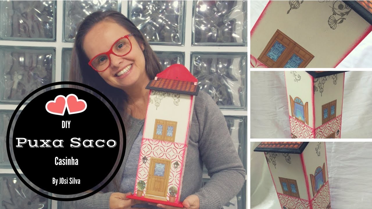 DIY Puxa saco casinha com decoupagem, stencil e carimbos By Josi Silva #innovacarimbos